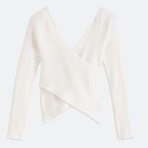 Vero Moda Off-White Ribbed Knit Wrap Top